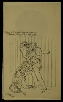 partie d'un ensemble de dessins Mr Charles dans la cage du tigre royal 1968.102.3142 Photo Mucem