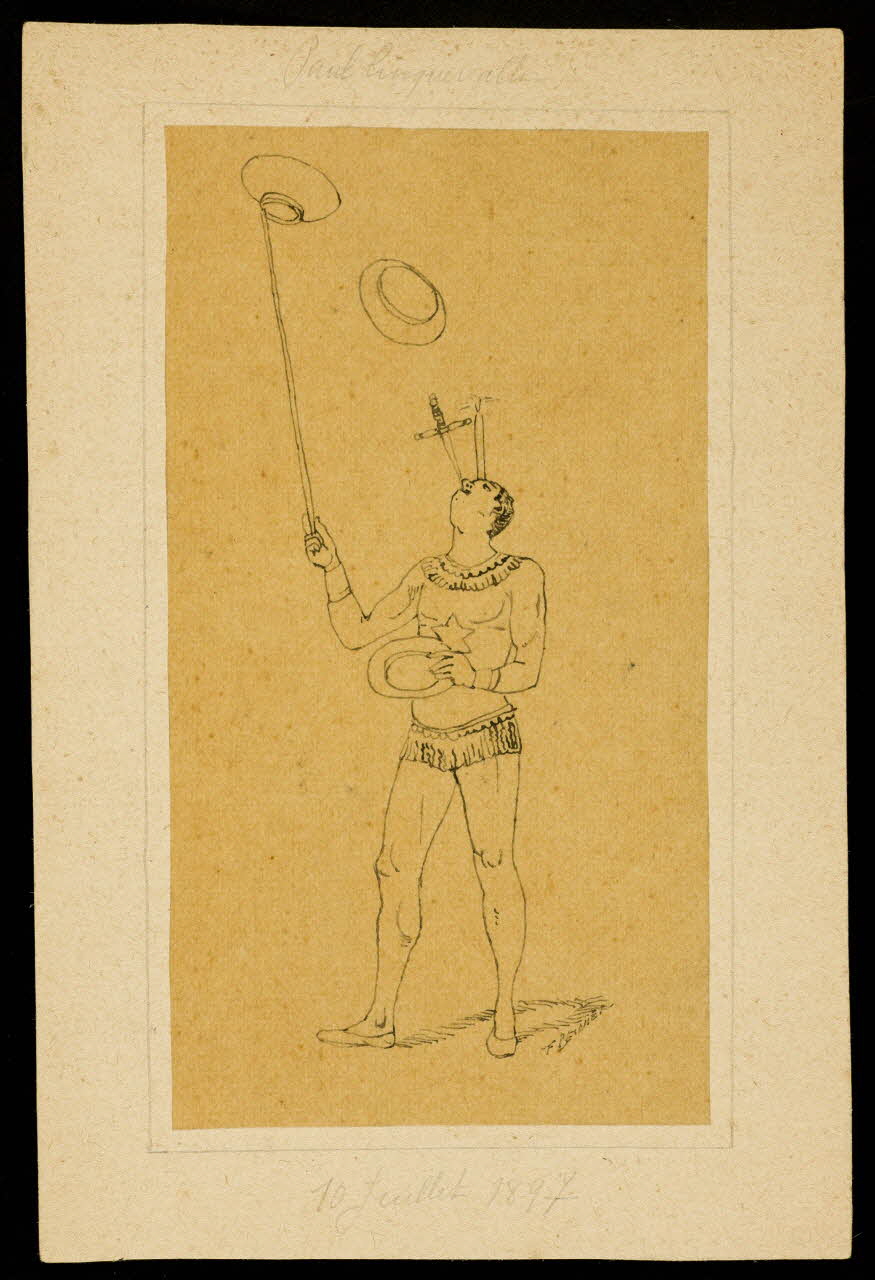 partie d'un ensemble de dessins Paul Cinquevalli  10 Juillet 1897 1968.102.3159 Photo Mucem