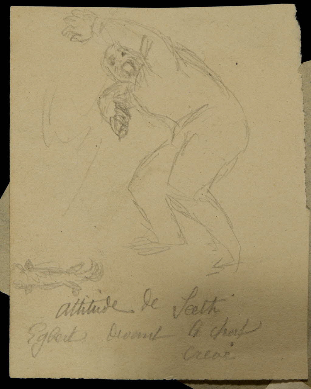partie d'un ensemble de dessins Attitude de Seth Egbert devant le chat crevé 1968.102.3191.4 Photo Mucem
