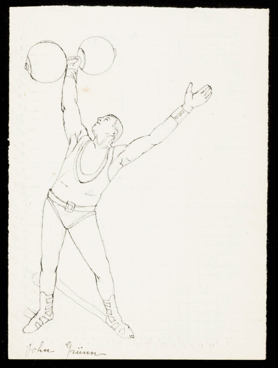 partie d'un ensemble de dessins Haltérophile 1968.102.3228 Photo Mucem