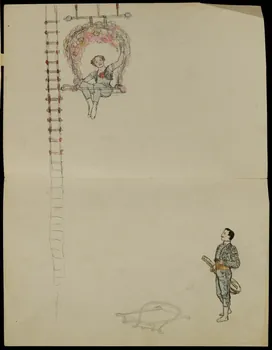 partie d'un ensemble de dessins Acrobate et musicien 1968.102.3236.2 Photo Mucem