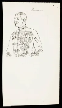 partie d'un ensemble de dessins Homme aux décorations militaires 1968.102.3237 Photo Mucem