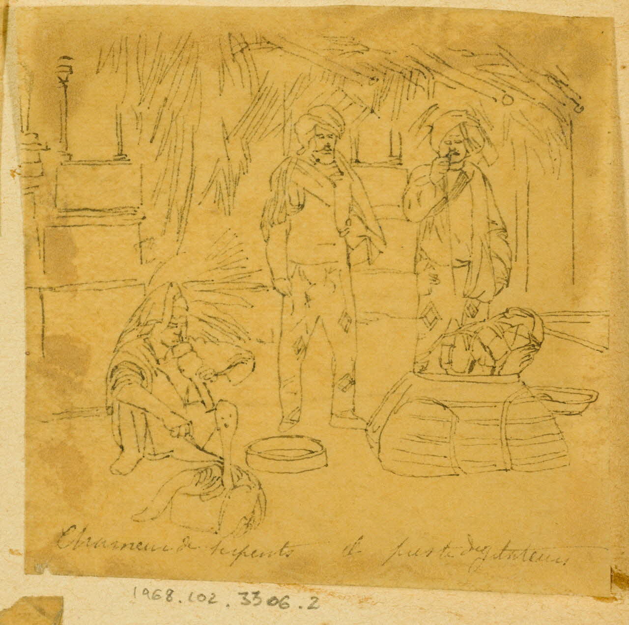 partie d'un ensemble de dessins Charmeur de serpents 1968.102.3306.2 Photo Mucem