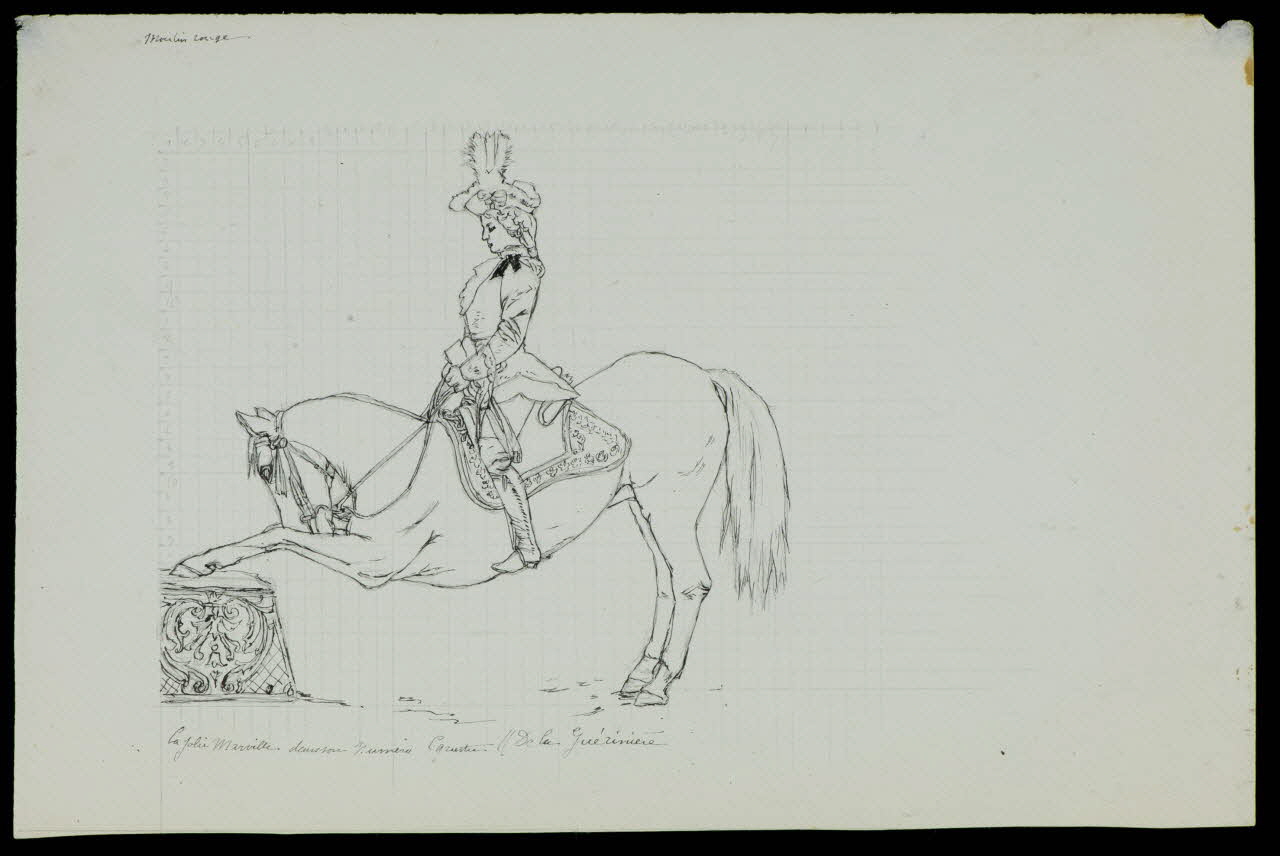 partie d'un ensemble de dessins La jolie Marville dans son Numéro Equestre de la Guérinière 1968.102.3316 Photo Mucem