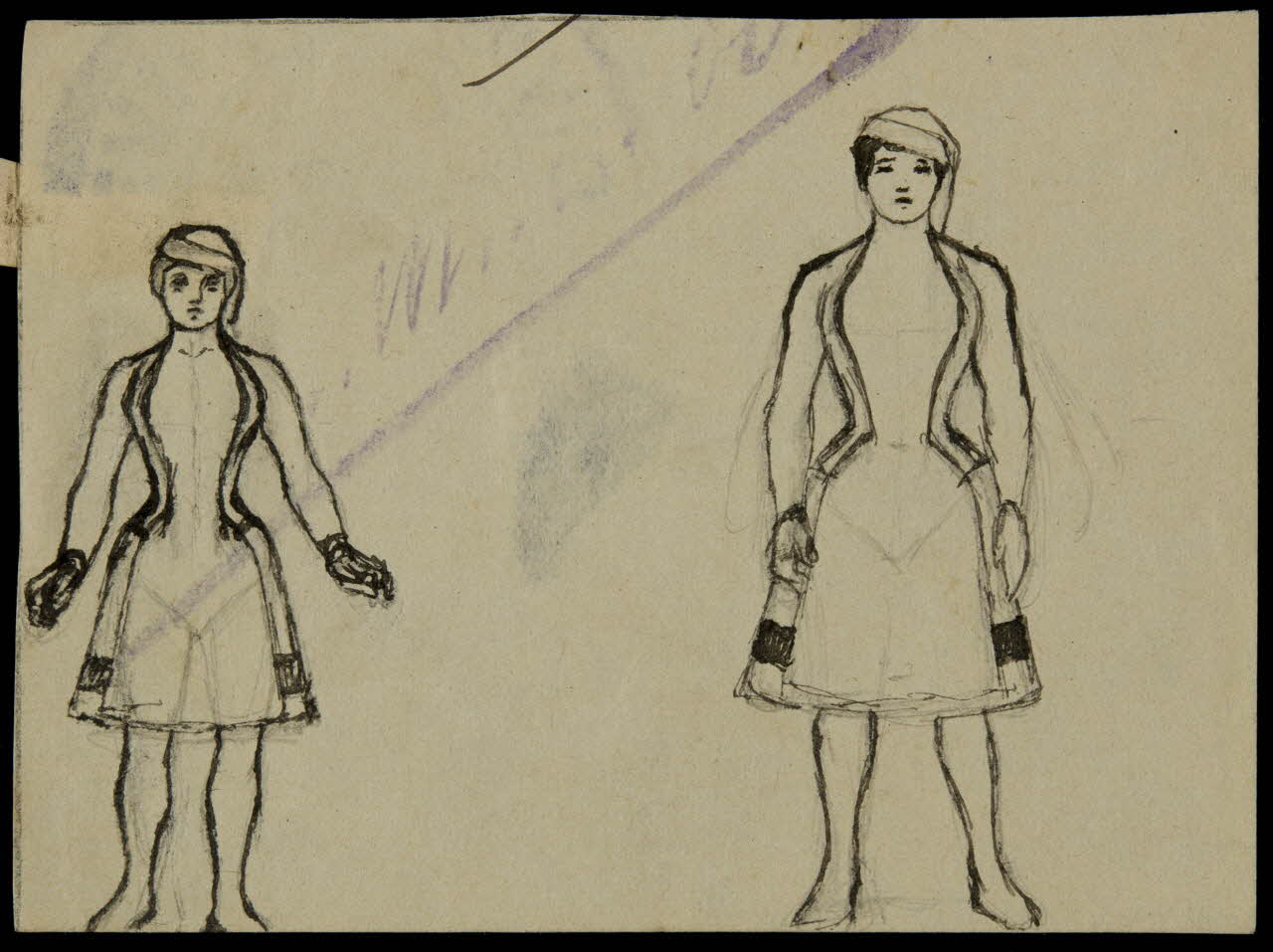 partie d'un ensemble de dessins Femme en costume 1968.102.3347.3 Photo Mucem