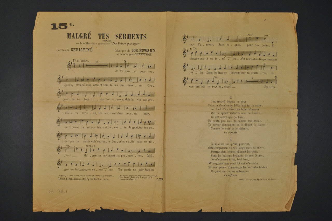 partition de musique petit format 1965.158.1 Photo Mucem