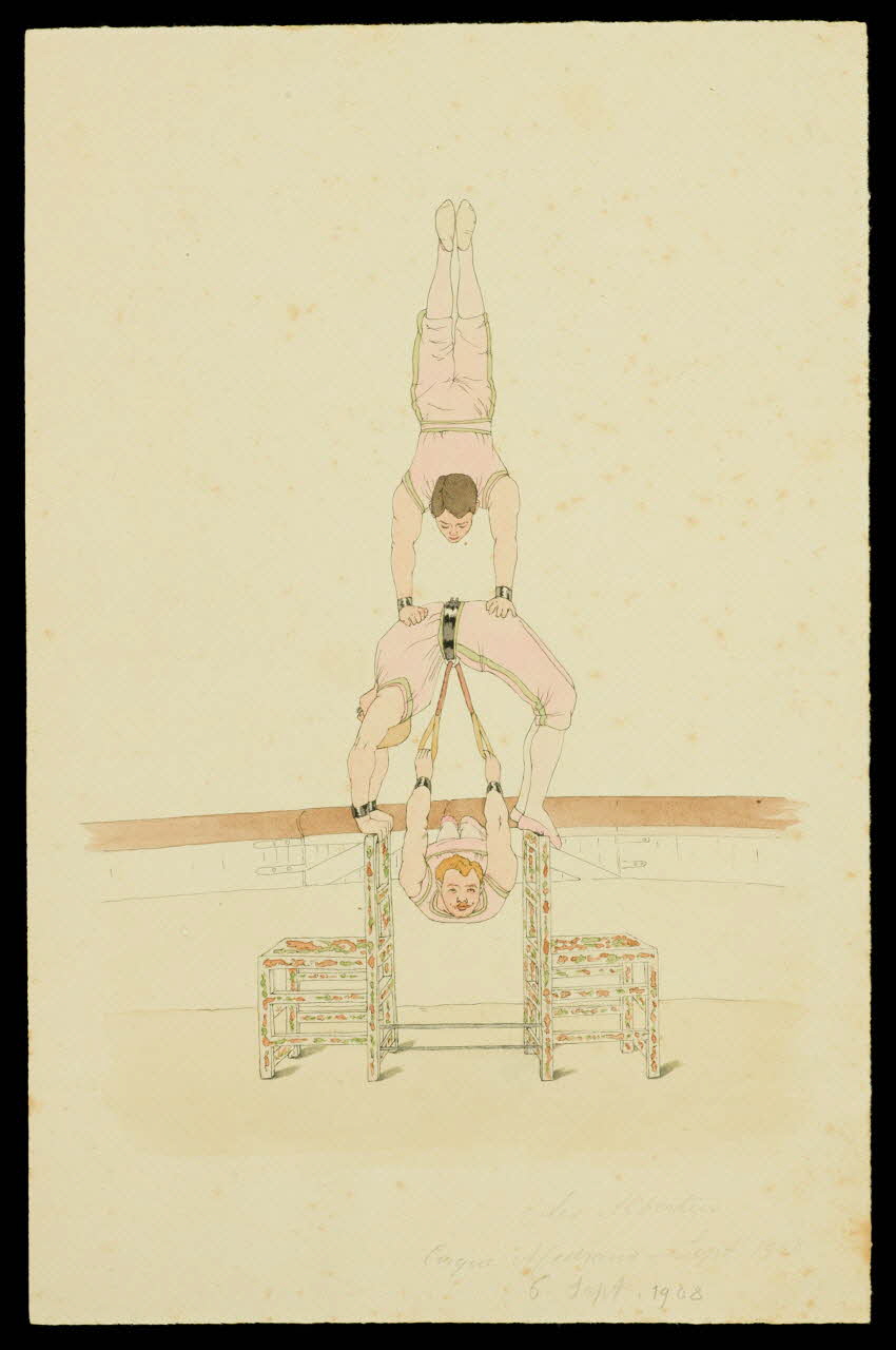 partie d'un ensemble de dessins Les Albertus  Cirque Medrano - Sept. 1908 1968.102.337.3 Photo Mucem