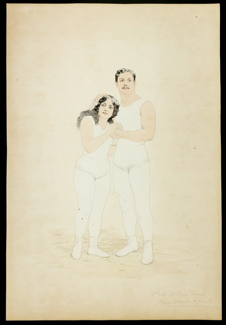 partie d'un ensemble de dessins Mlle Lola, Mr Enrico Pissiuti  Cirque Métropole 24 Juin 06 1968.102.3380 Photo Mucem