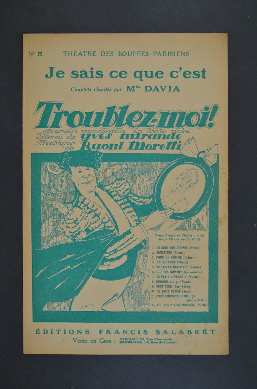 Raoul Moretti ; Yves Mirande ; Davia ; Francis F. Salabert chanson petit format Île-de-France, France 1924 1966.158.136 Photo Mucem