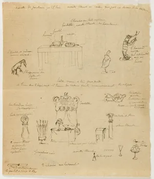 partie d'un ensemble de dessins Croquis annoté 1968.102.343.4 Photo Mucem