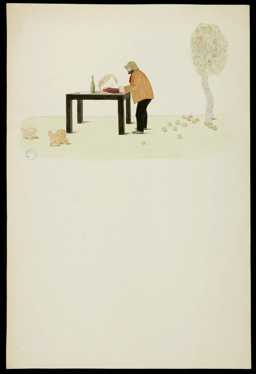 partie d'un ensemble de dessins Artiste de cirque en représentation 1968.102.344.2 Photo Mucem