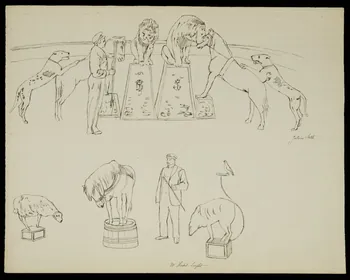 partie d'un ensemble de dessins Dompteur d'animaux 1968.102.3450 Photo Mucem
