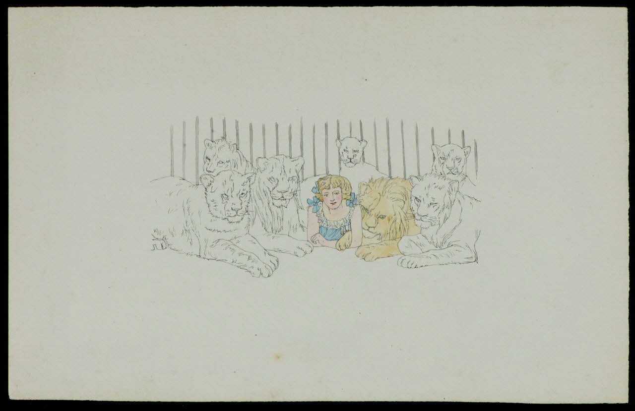 partie d'un ensemble de dessins Fillette parmi les lions 1968.102.3472 Photo Mucem