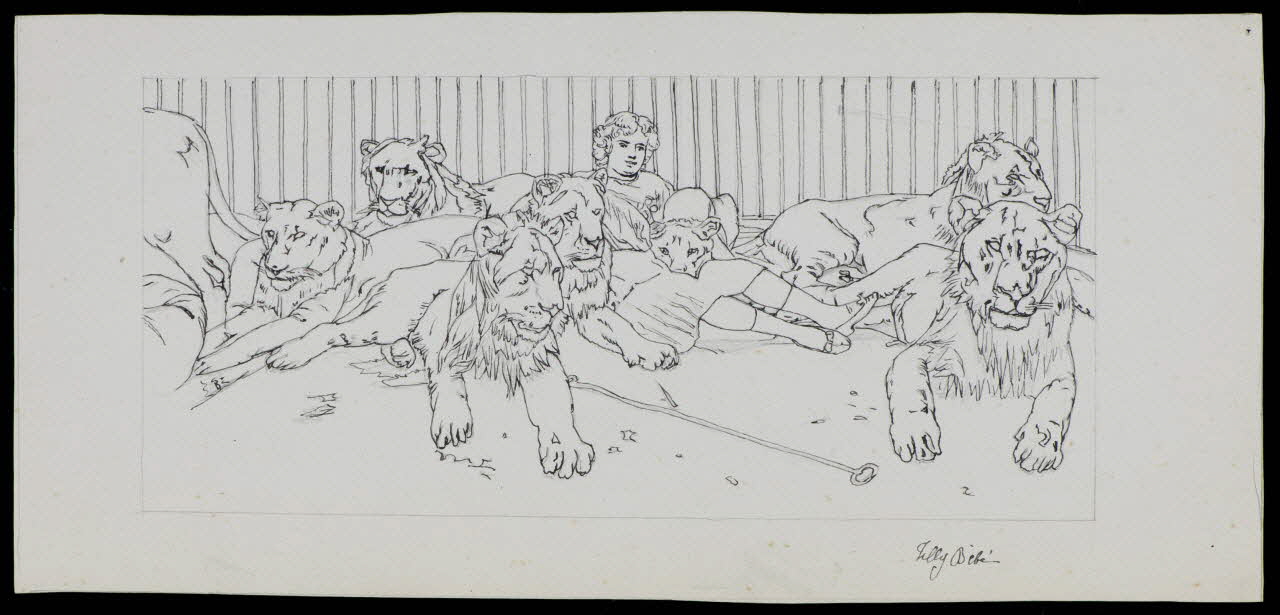 partie d'un ensemble de dessins Fillette parmi les lions 1968.102.3473 Photo Mucem