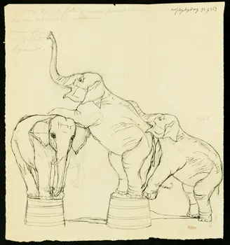 partie d'un ensemble de dessins Trois éléphants 1968.102.3487.2  Photo Mucem