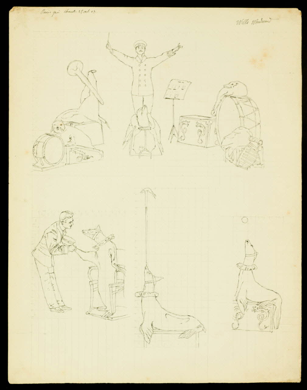 partie d'un ensemble de dessins Paris qui chante 25 oct 09.  Will Woodmand 1968.102.3507 Photo Mucem