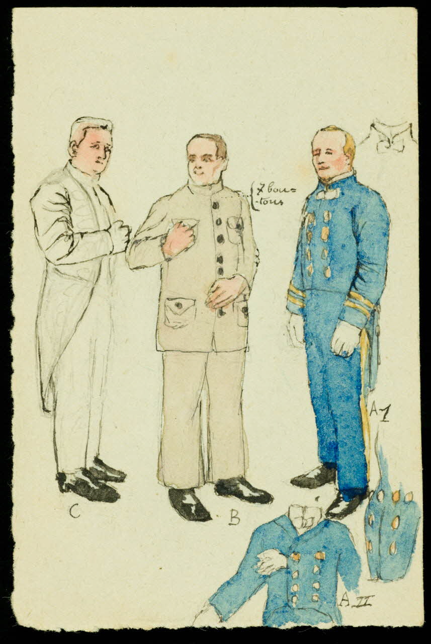 partie d'un ensemble de dessins Militaires en costumes 1968.102.3511 Photo Mucem