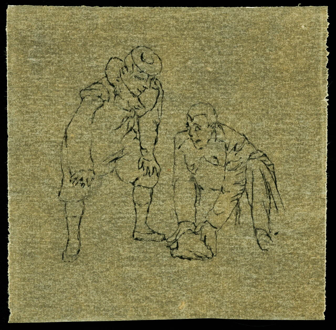partie d'un ensemble de dessins Hommes accroupis 1968.102.3515 Photo Mucem