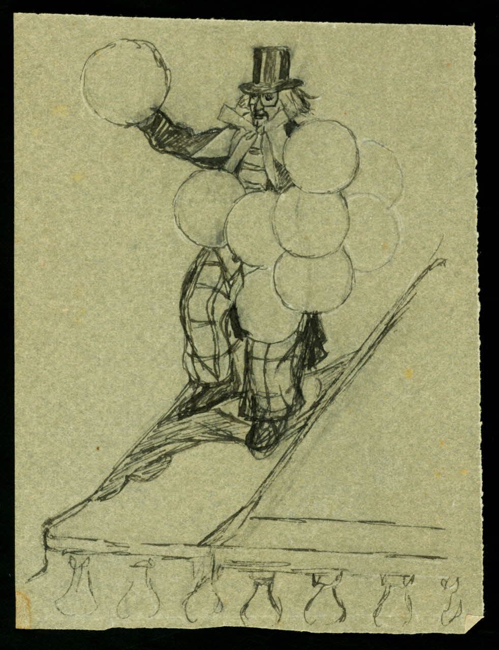 partie d'un ensemble de dessins Clown aux ballons 1968.102.3521.1 Photo Mucem