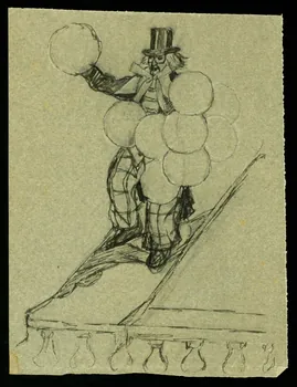 partie d'un ensemble de dessins Clown aux ballons 1968.102.3521.1 Photo Mucem