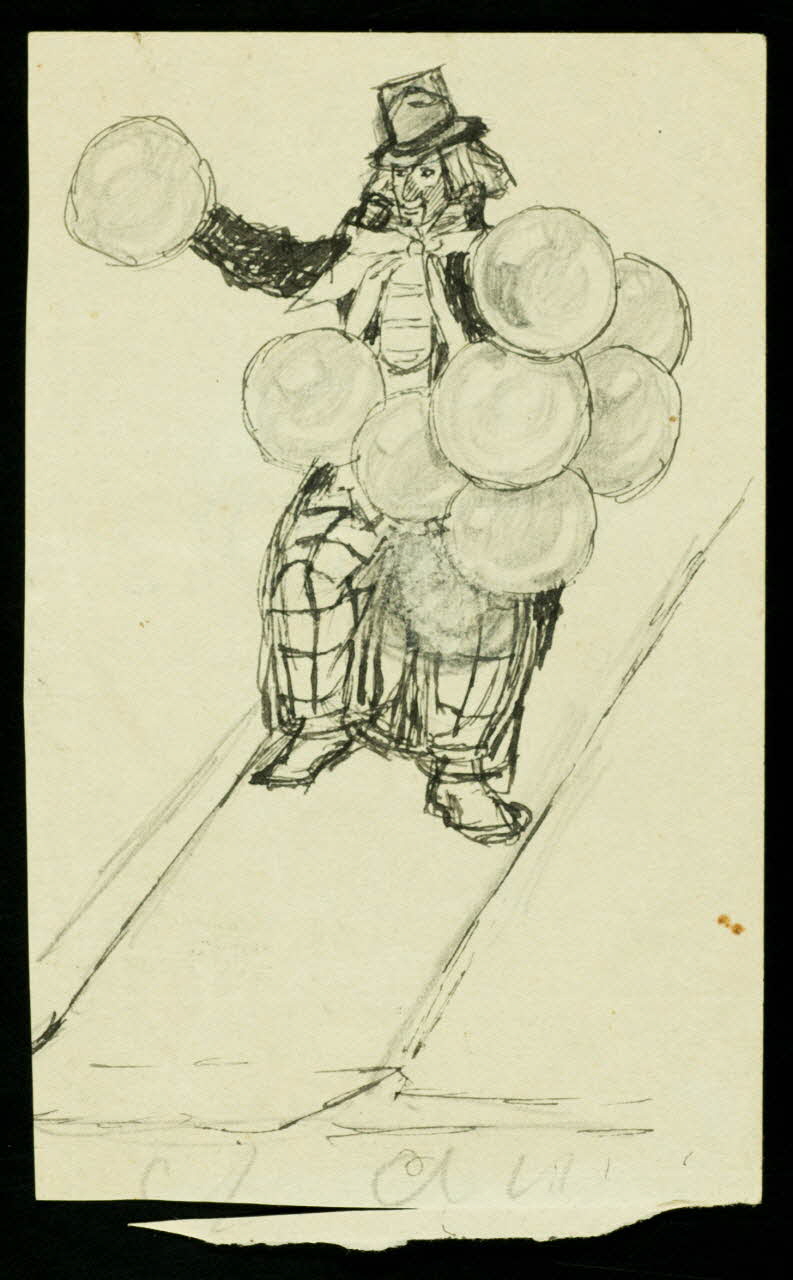 dessin Clown aux ballons 1968.102.3521.3 Photo Mucem