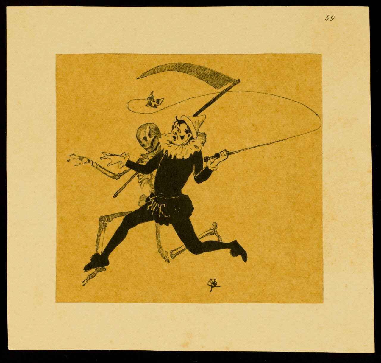 partie d'un ensemble de dessins Clown courant avec la mort 1968.102.3542 Photo Mucem