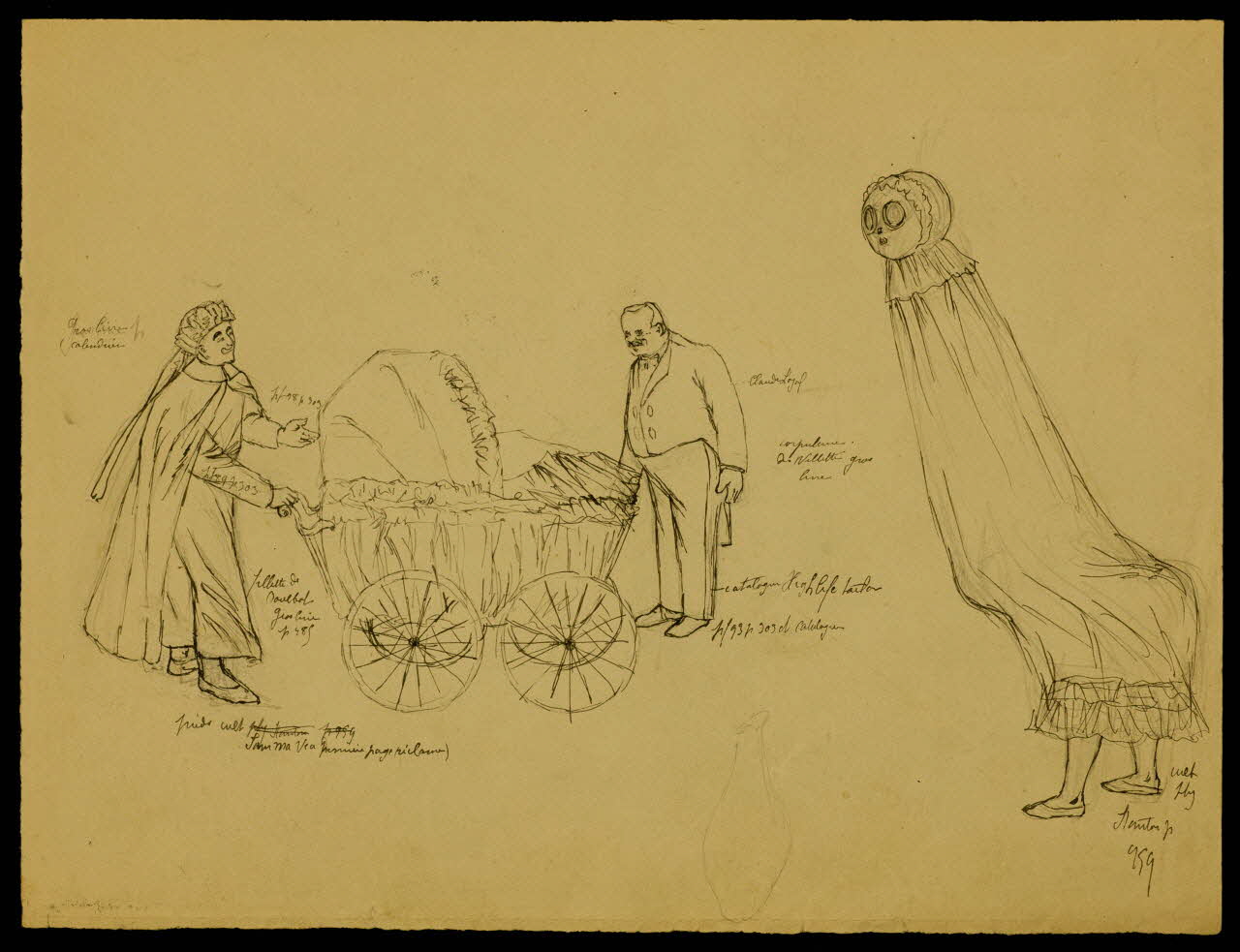 partie d'un ensemble de dessins Spectacle avec un landau 1968.102.3547 Photo Mucem