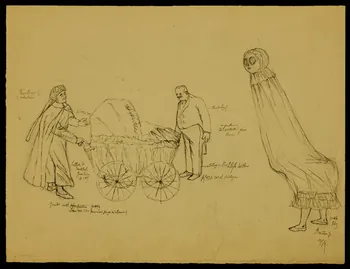 partie d'un ensemble de dessins Spectacle avec un landau 1968.102.3547  Photo Mucem