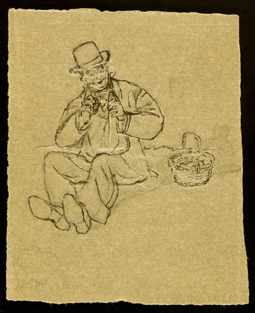 partie d'un ensemble de dessins Homme assis 1968.102.3552.1 Photo Mucem