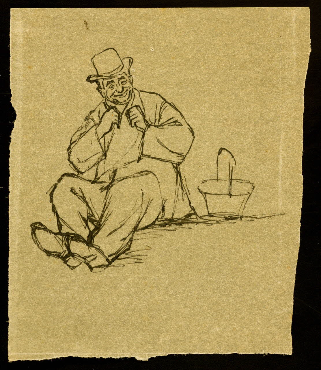 dessin Homme assis près d'un panier 1968.102.3552.2 Photo Mucem