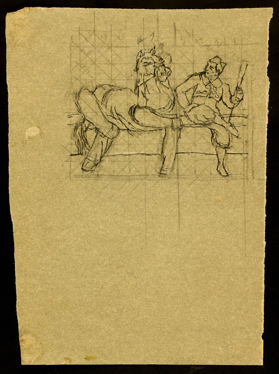 partie d'un ensemble de dessins Homme et cheval 1968.102.3564 Photo Mucem