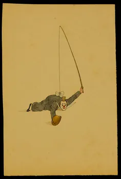 partie d'un ensemble de dessins Clown tenant une canne à pêche 1968.102.3577 Photo Mucem