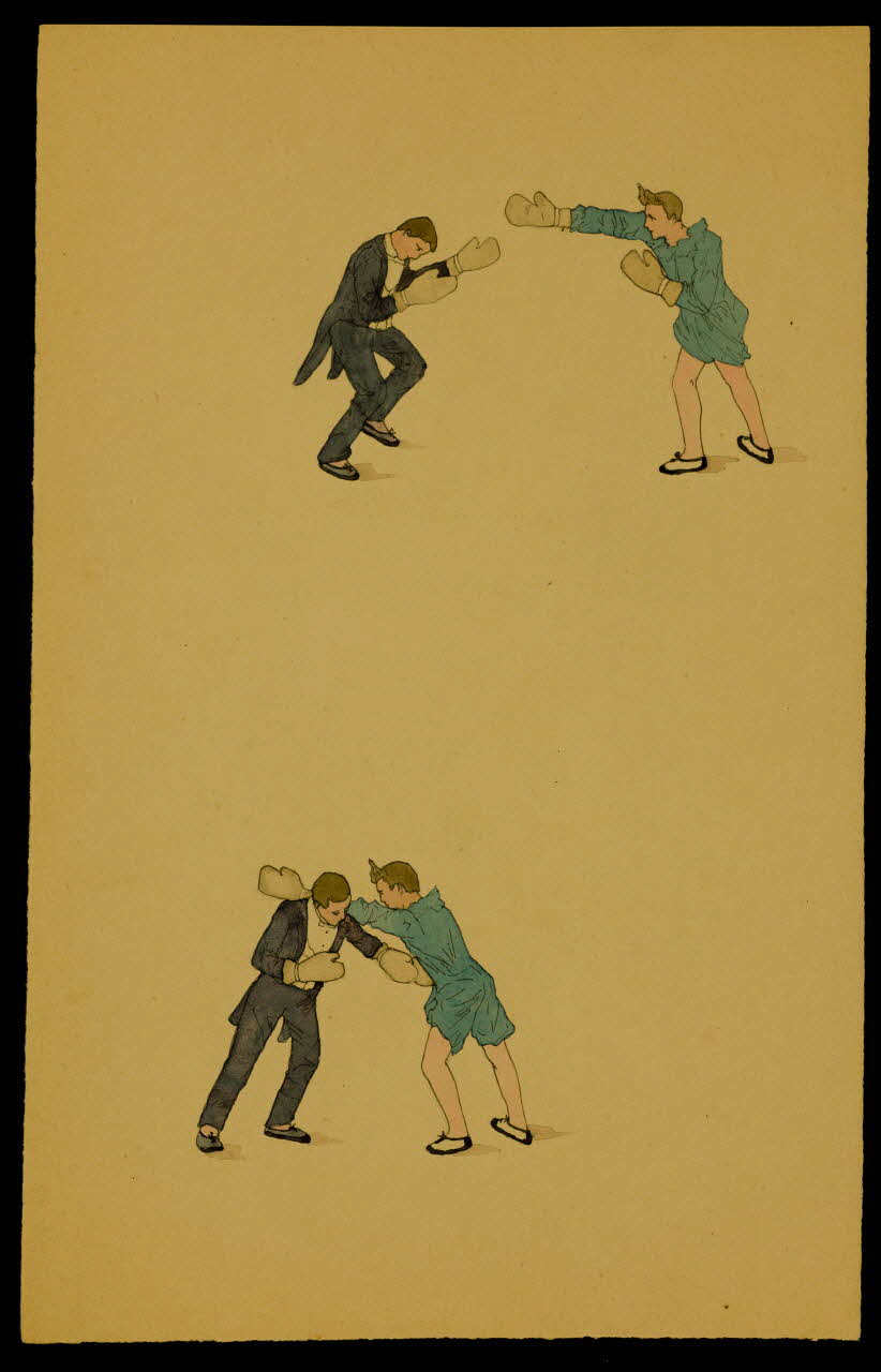 partie d'un ensemble de dessins Combat d'hommes portant des gants 1968.102.3586 Photo Mucem