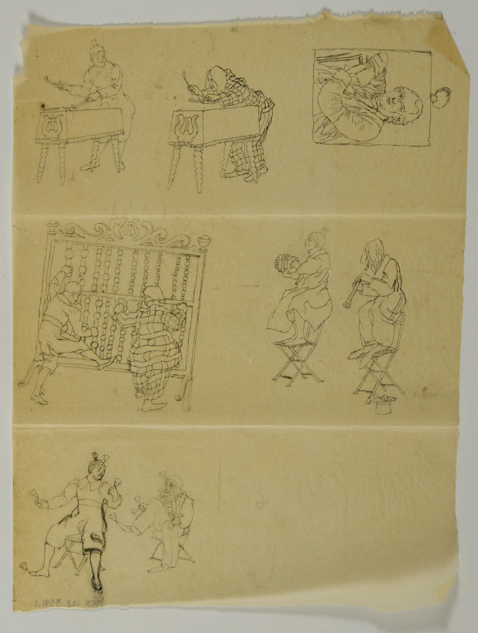 partie d'un ensemble de dessins Clowns musiciens 1968.102.3591.1 Photo Mucem