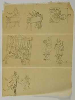 partie d'un ensemble de dessins Clowns musiciens 1968.102.3591.1 Photo Mucem