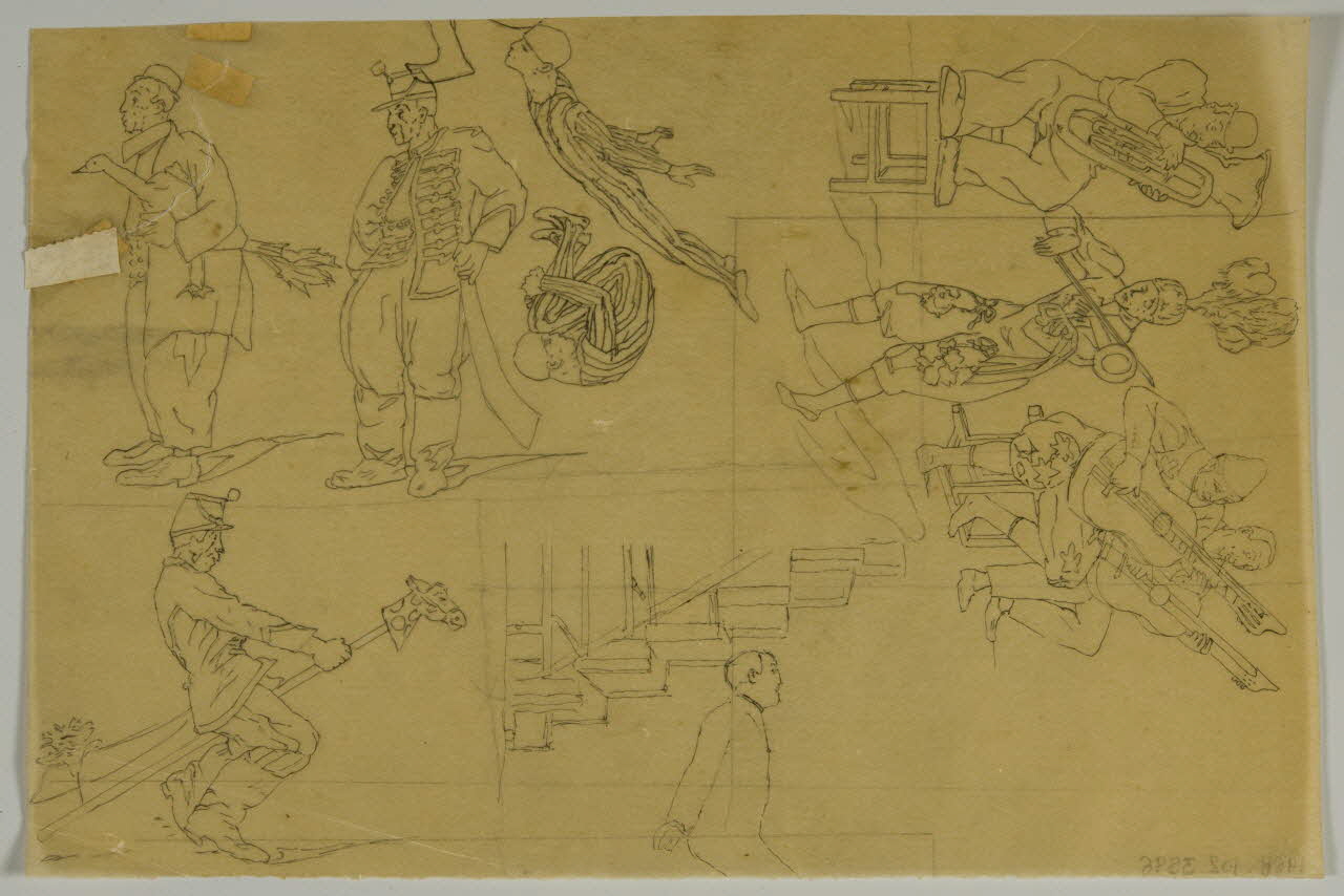 partie d'un ensemble de dessins Clowns musiciens et clowns avec accessoires 1968.102.3596 Photo Mucem