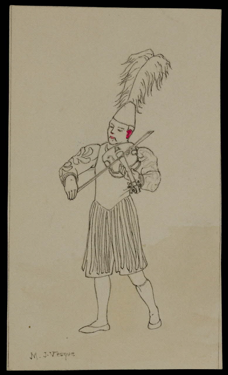 partie d'un ensemble de dessins Clown musicien 1968.102.3601 Photo Mucem