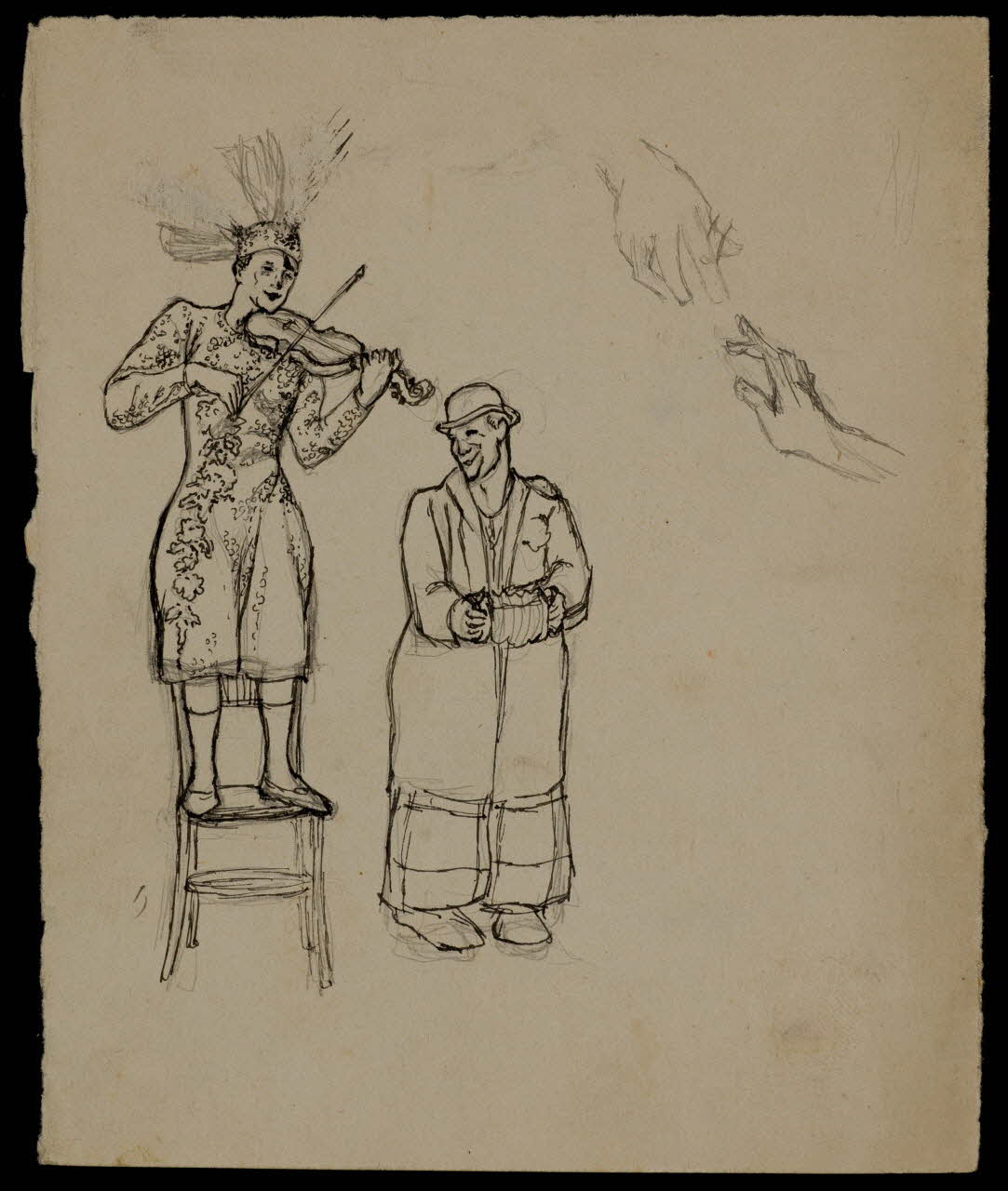 partie d'un ensemble de dessins Clowns musiciens 1968.102.3609 Photo Mucem