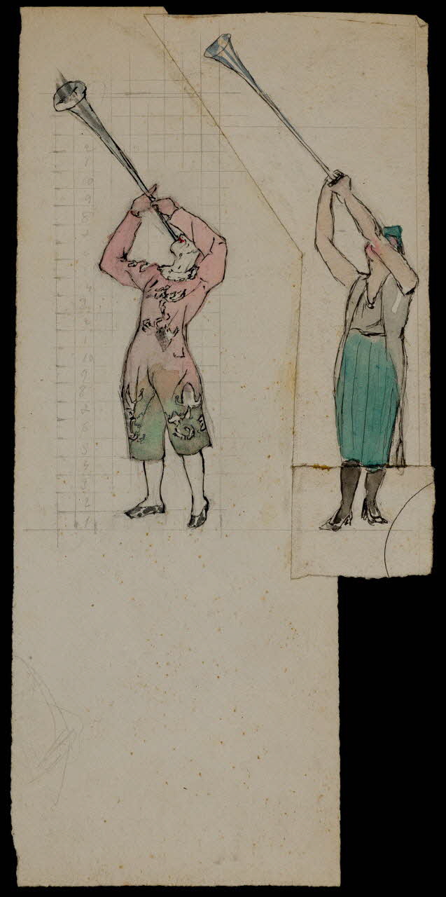 partie d'un ensemble de dessins Joueurs de flûte 1968.102.3614  Photo Mucem