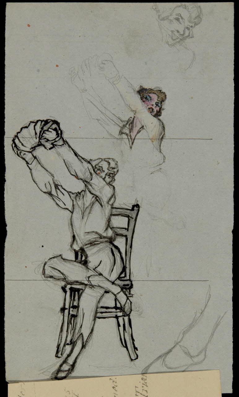 partie d'un ensemble de dessins Femme jouant de l'accordéon 1968.102.3619.4 Photo Mucem