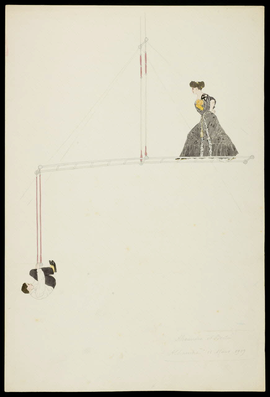 partie d'un ensemble de dessins Alexandra et Bertie  Alhambra 11 Mars 1909 1968.102.363 Photo Mucem