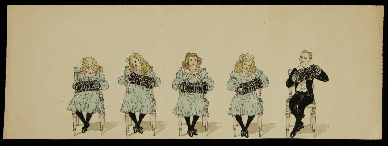partie d'un ensemble de dessins Fillettes et garçon jouant du bandonéon 1968.102.3632 Photo Mucem