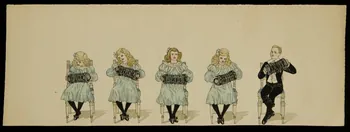 partie d'un ensemble de dessins Fillettes et garçon jouant du bandonéon 1968.102.3632 Photo Mucem