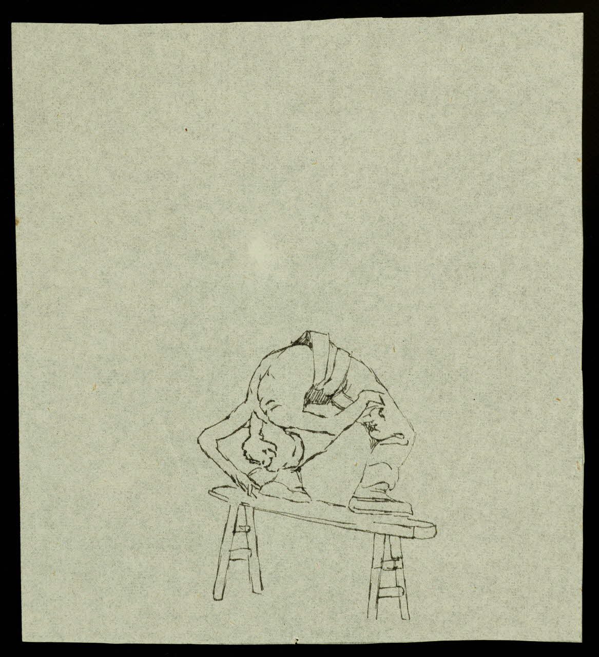 partie d'un ensemble de dessins Acrobate en équilibre sur un banc 1968.102.3665 Photo Mucem