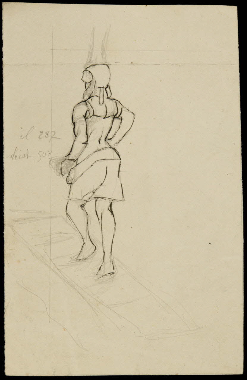partie d'un ensemble de dessins Fillette montant des marches 1968.102.3675.2 Photo Mucem