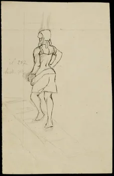partie d'un ensemble de dessins Fillette montant des marches 1968.102.3675.2  Photo Mucem