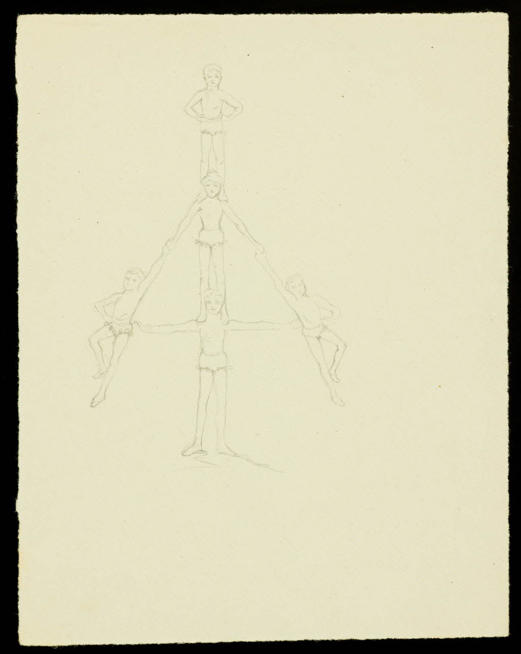 partie d'un ensemble de dessins Numéro d'acrobate : pyramide humaine 1968.102.3682 Photo Mucem