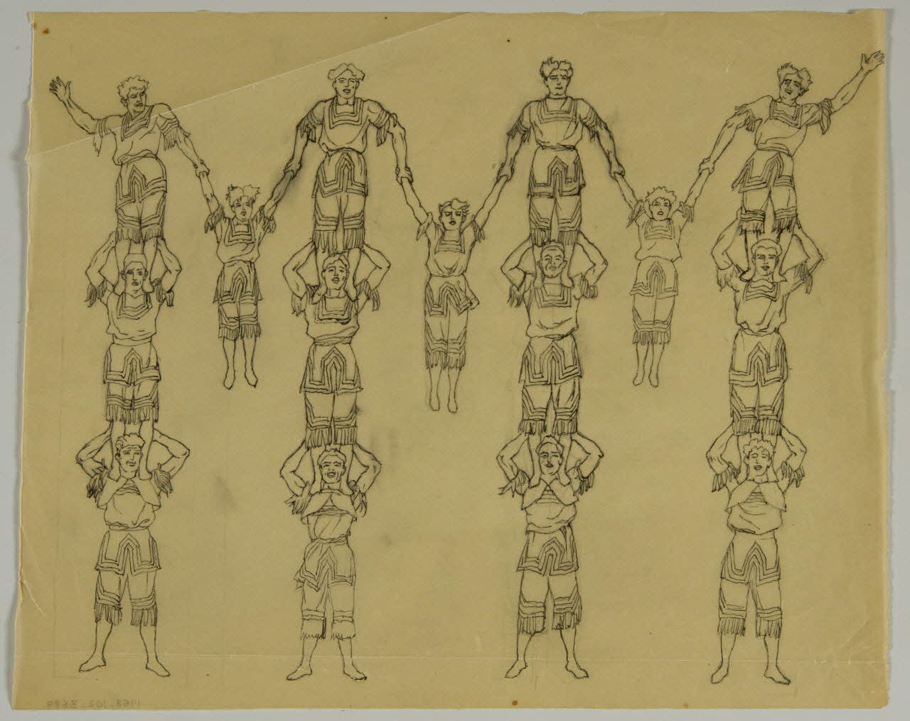 partie d'un ensemble de dessins Pyramide humaine 1968.102.3689 Photo Mucem