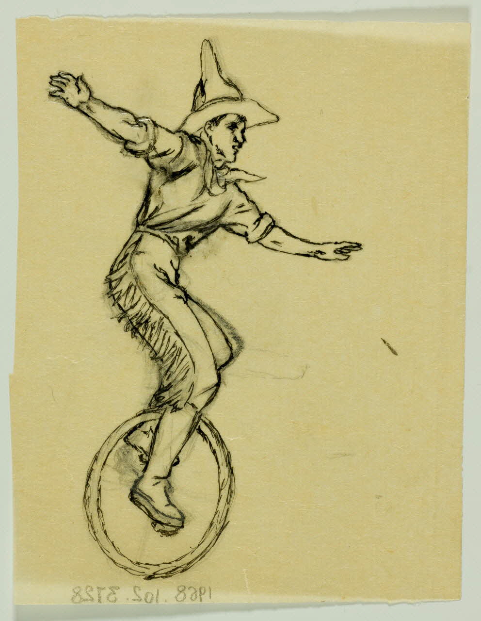 partie d'un ensemble de dessins Acrobate en monocycle 1968.102.3728 Photo Mucem