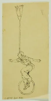partie d'un ensemble de dessins Acrobate en équilibre sur un monocycle 1968.102.3730.1 Photo Mucem